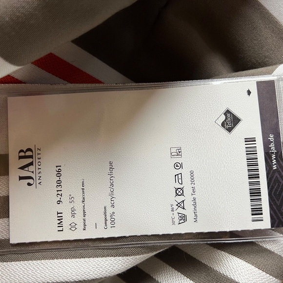 JAB Anstoetz Fabric Green White New 27" x 27" Made in Italy UV Stain resistant - Picture 3 of 4